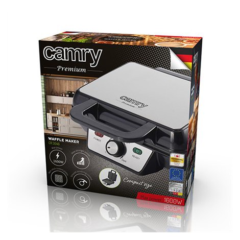 Camry | CR 3046 | Waffle Maker | 1600 W | Number of pastry 2 | Belgium | Black/Stainless Steel - 5